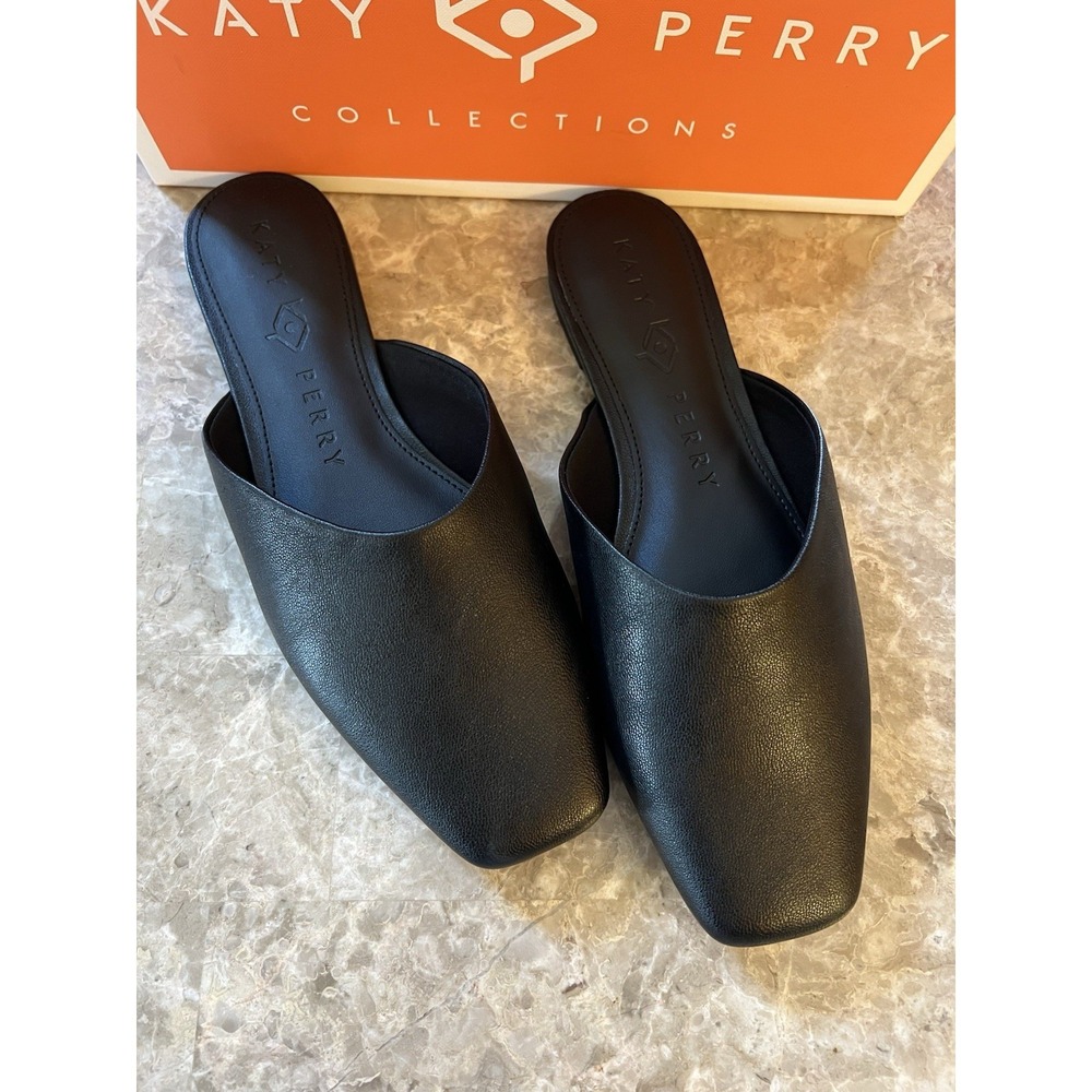 Katy Perry Women's‎  Size 5 Evie Mule Textured Faux Nappa Black Slide Shoes  NEW